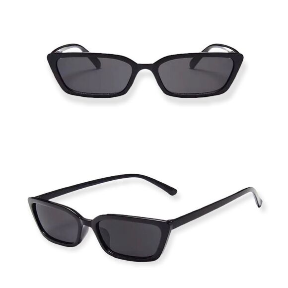 🆕Black Cat Eye Square Rectangle Tinted Lens Sunglasses - Picture 3 of 5